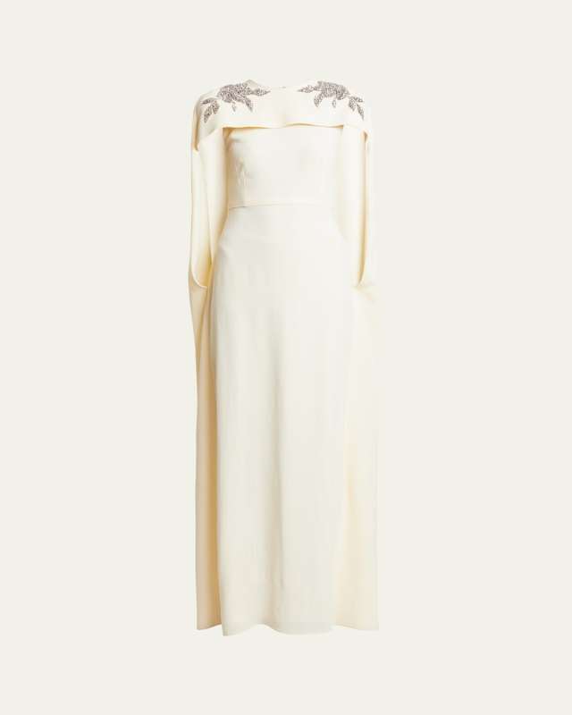 Cape Crystal Embroidered Gown